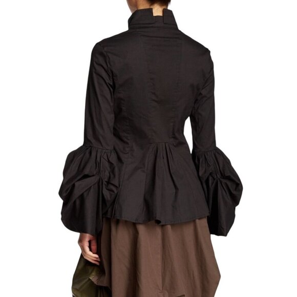 NWT TOV Los Angeles Gothic Blouse Sz.M Black Bell Sleeve High Collar Whimsigoth - Picture 2 of 13